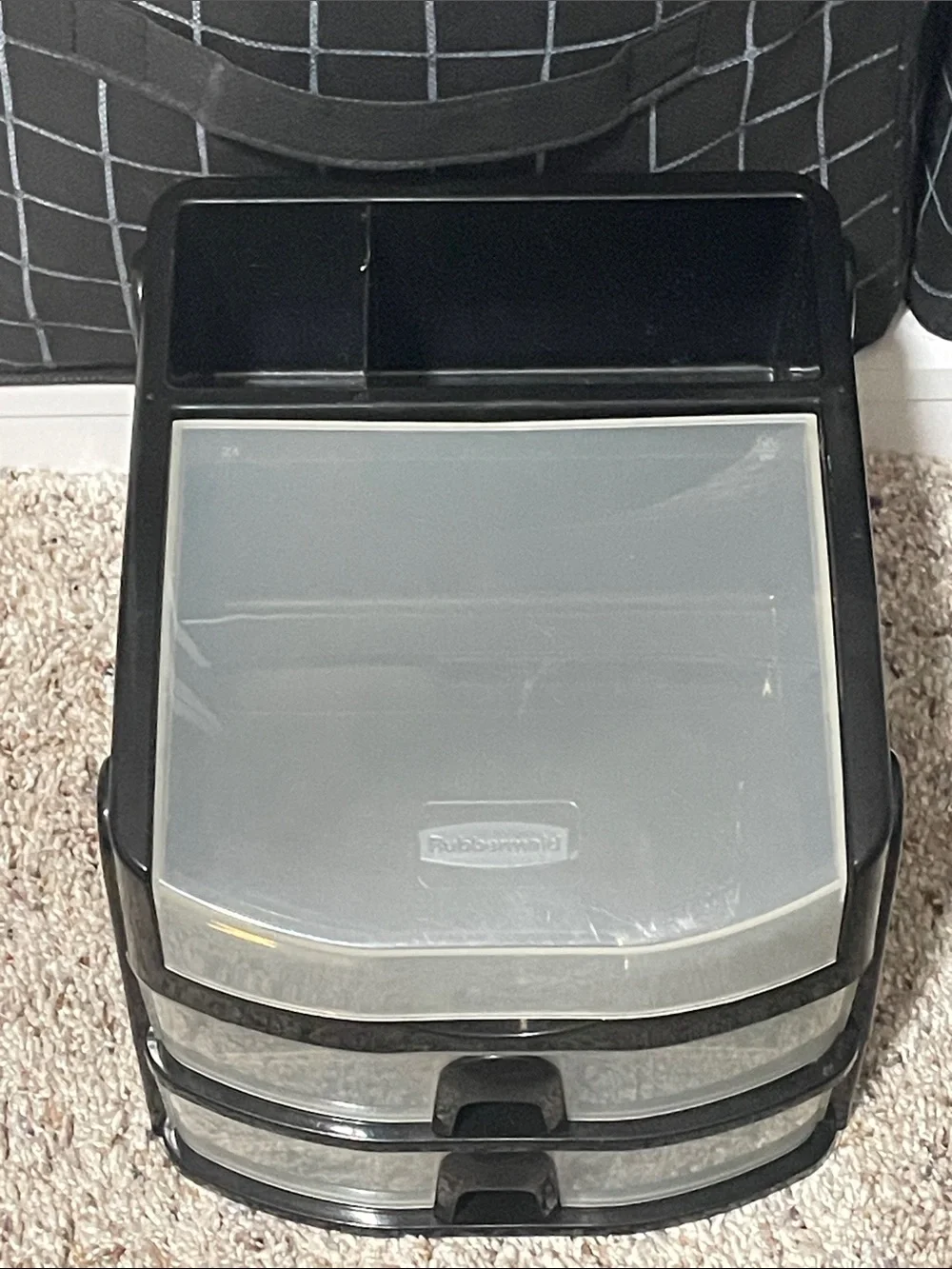 7 Inch Black & Clear Plastic Rubbermaid Desk Organizer